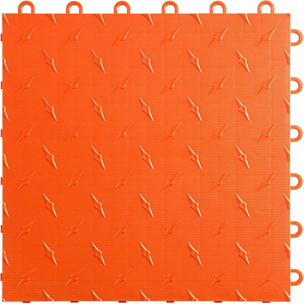 Swisstrax 12 in. W x 12 in. L Tropical Orange Diamondtrax Home Modular Polypropylene Flooring (10-Tile/Pack) (10 sq. ft.)