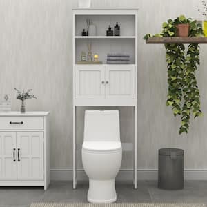 26 in. W x 70 in. H x 9.1 in. D White Over The Toilet Storage with 2 Doors