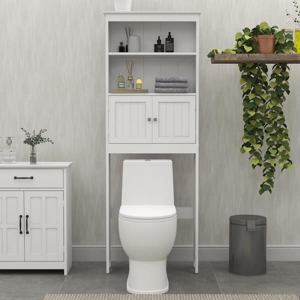 Cesicia 26 in. W x 70 in. H x 9.1 in. D White Over The Toilet Storage with 2 Doors