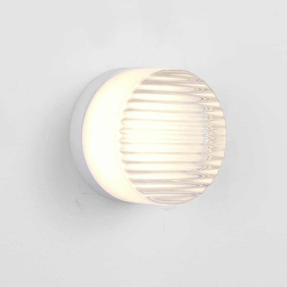 Round Wall Sconce Thick Glass Shade LED Fixture for Bathroom Vanity, Bedroom Bedside, Living Room, White price history on PriceWatchPro