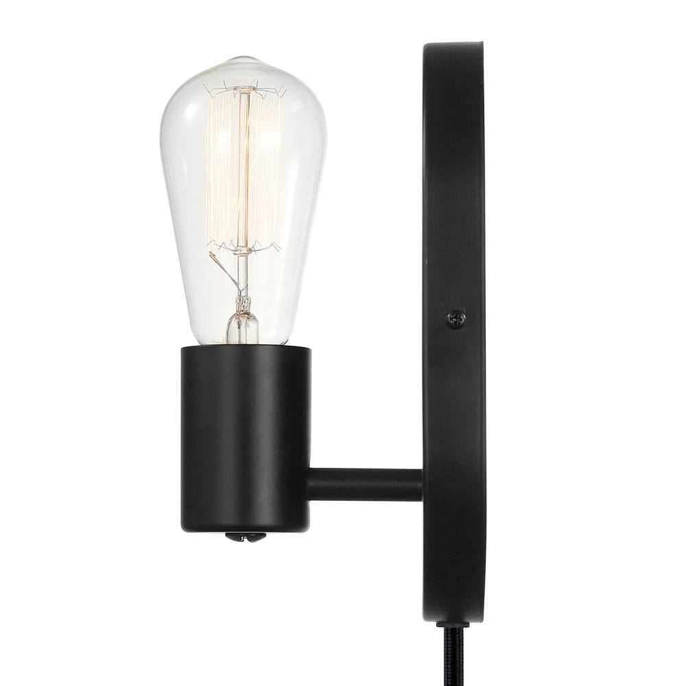 Matte Black Modern Oval Backplate Wall Sconce