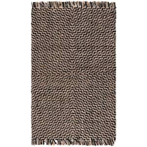 Natural Fiber Black/Beige 5 ft. x 8 ft. Woven Monochrome Area Rug