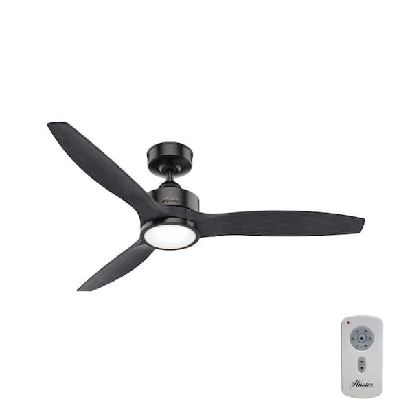 Hunter Park View 52 in. Integrated LED Indoor/Outdoor Matte Black Ceiling Fan with Light Kit and Remote