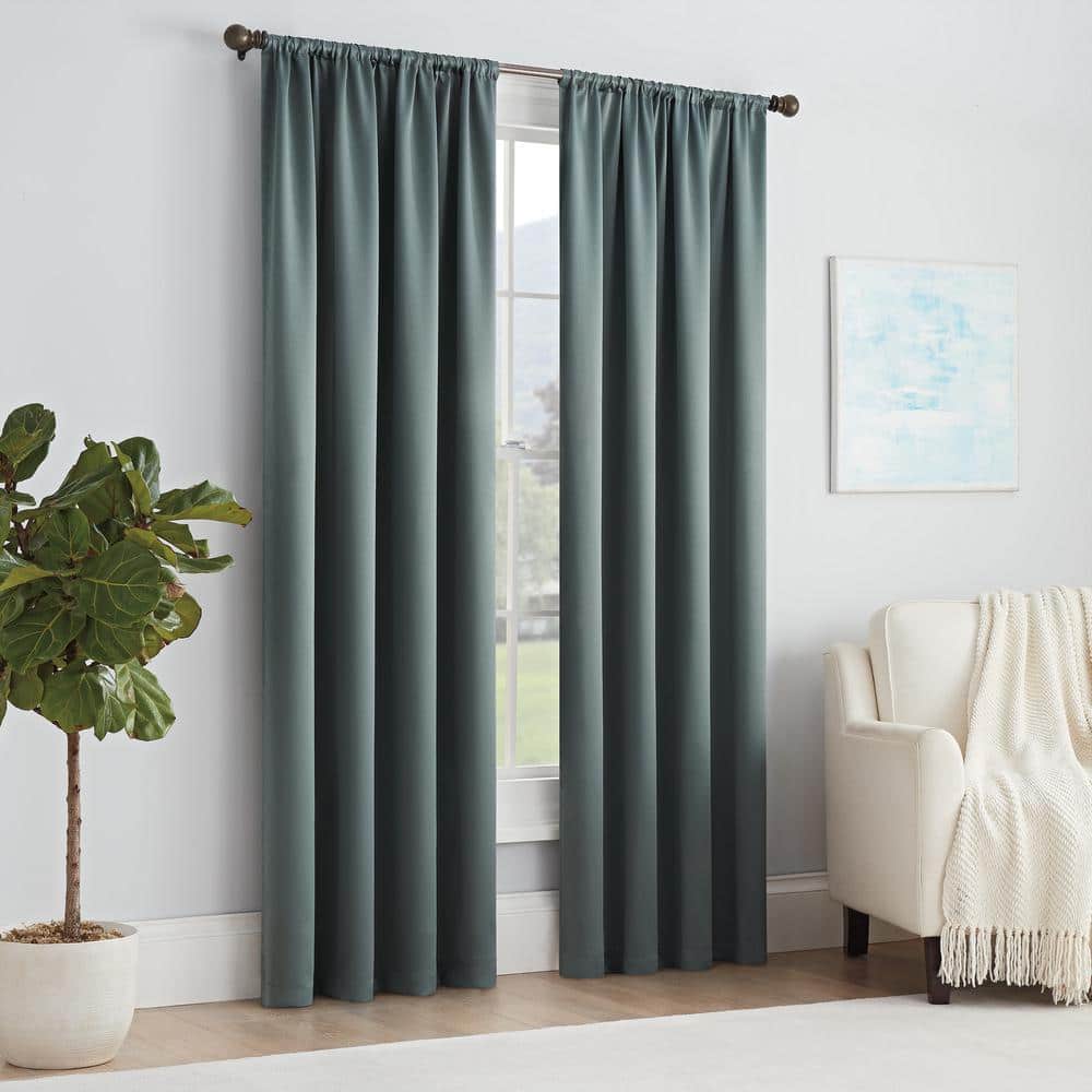 Eclipse Thermapanel Stone Solid Polyester 54 In. W X 54 In. L Room Darkening Single Rod Pocket Curtain Panel 15061054x054sto