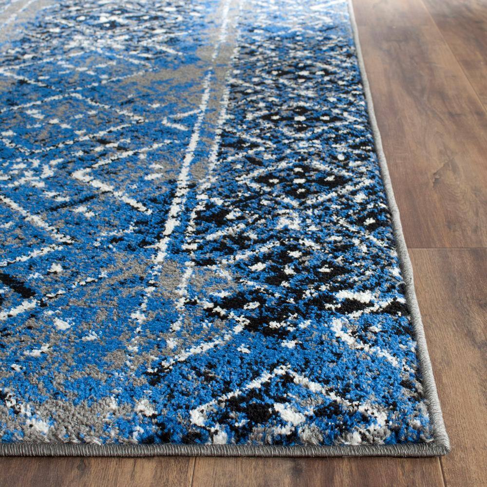 Silver and Multi 4' Square Synthetic Area Rug