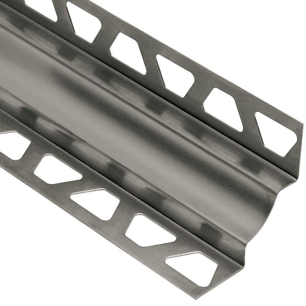 Dilex-EHK Stainless Steel 7/16 in. x 8 ft. 2-1/2 in. Metal Cove-Shaped Tile  Edging Trim