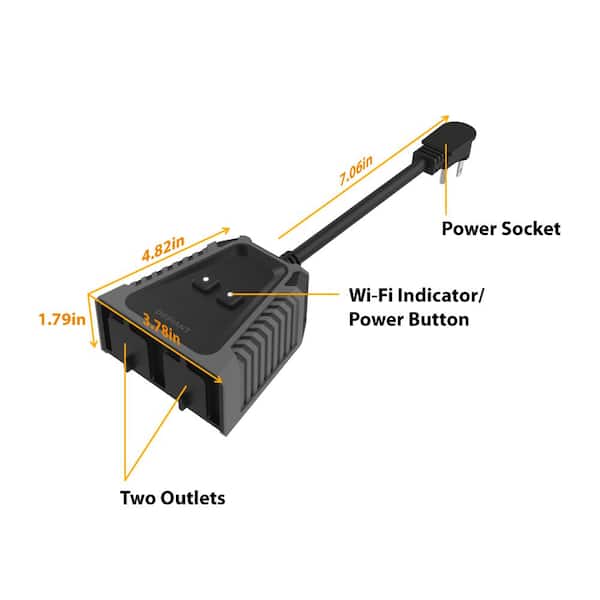 2 Pack Defiant Outdoor Smart Plug 15 Amp 120-Volt Wi-Fi & Bluetooth Enabled