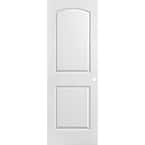 28 in. x 80 in. 2 Panel Roman Primed Smooth Round Top Hollow Core Composite Interior Door Slab with Bore