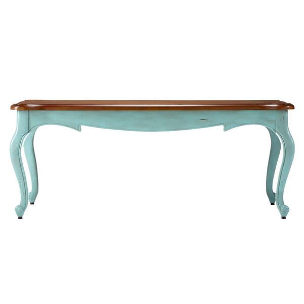 Unbranded 48 in. W Provence Blue and Chestnut Top Coffee Table