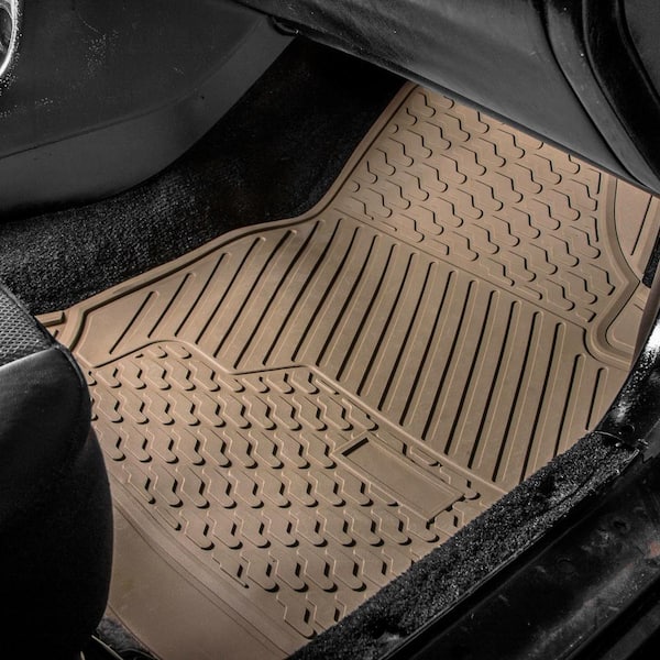 FH Group ClimaProof Beige Trimmable Semi Custom 3 Row Non Slip 4 Piece 30  in. x 17 in. Vinyl Car Floor Mats DMF11307BEIGE3ROW - The Home Depot