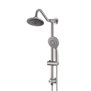 6 in. 6-Spray Round High Pressure Shower Faucet with Complete Shower System Dual Shower Head in Brushed Nickel