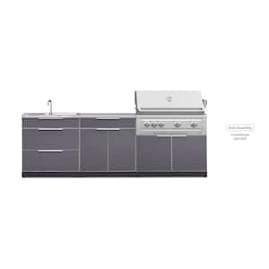 Slate Gray 3-Piece 104 in. W x 36.5 in. H x 24 in. D Outdoor Kitchen Cabinet Set