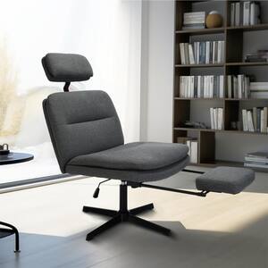 Alintoner Fabric Modern Upholstered Swivel Executive Chair Ergonomic Task Chair in Gray with Tilt, Headrest and Footrest