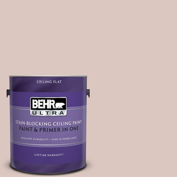 BEHR ULTRA 1 gal. #UL110-14 Wisp Of Mauve Ceiling Flat Interior Paint and Primer in One