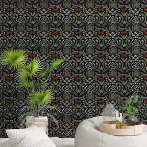 Scandi Floral English Garden Removable Peel and Stick Vinyl Wallpaper, 28 sq. ft.