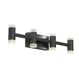 Mist 27 in. 4 Light Black Modern Integrated LED 5 CCT Vanity Light Bar for Bathroom