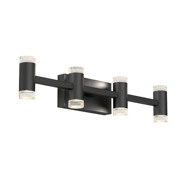 Artika Mist 27 in. 4 Light Black Modern Integrated LED 5 CCT Vanity Light Bar for Bathroom