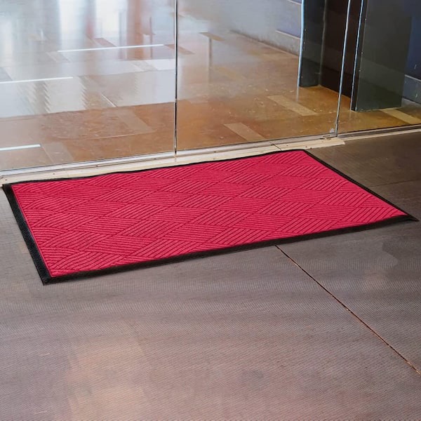 Envelor Indoor Outdoor Doormat Maroon 48 in. x 72 in. Checker