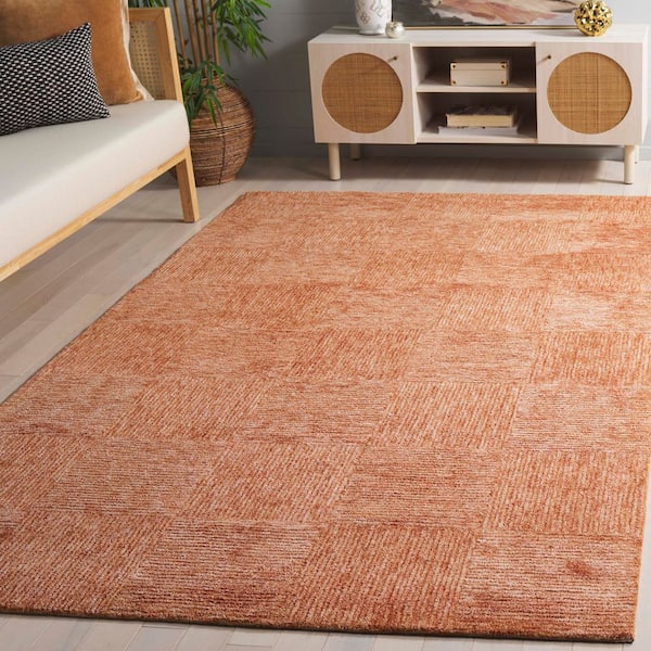 SAFAVIEH Soho 4 ft. x 6 ft. Rust Geometric Solid Color Area Rug SOH182P ...