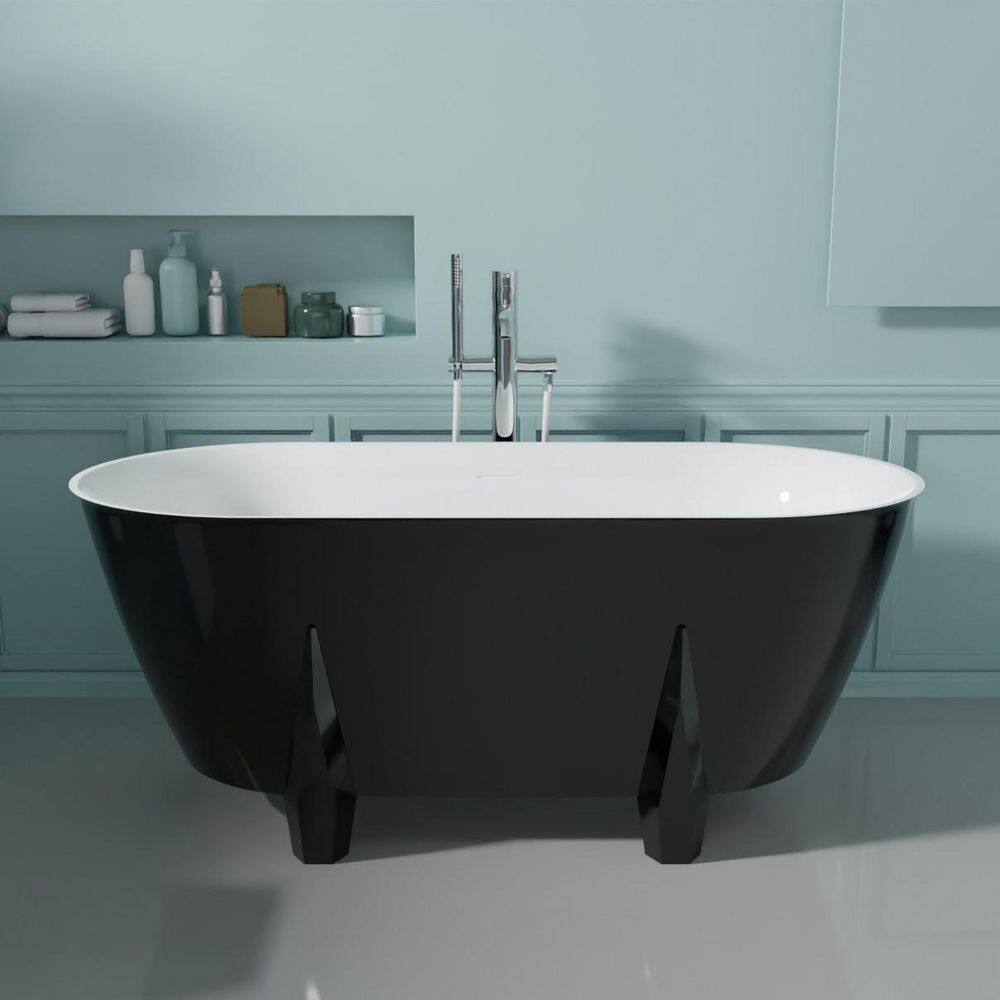 UPIKER 59 in. Acrylic DoubleEnded Freestanding Flatbottom Soaking Non