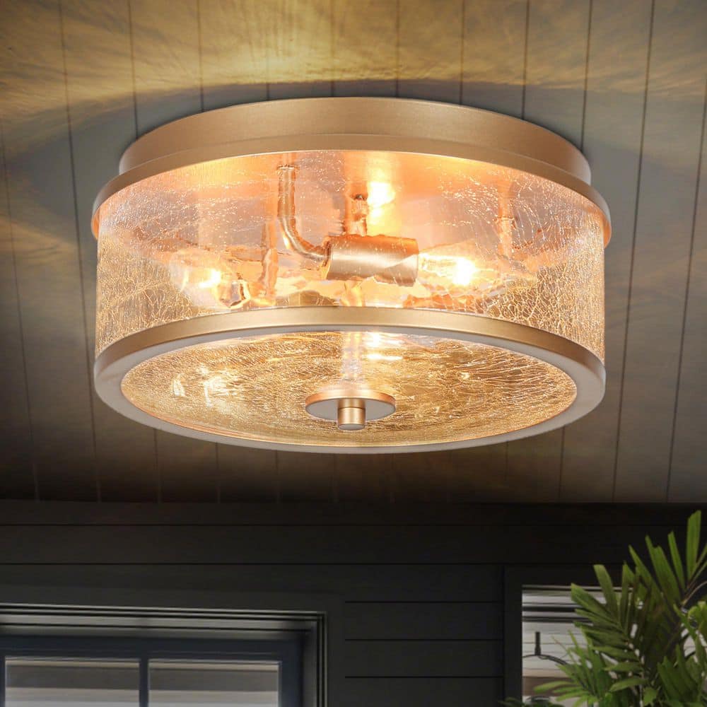 Zevni Modern 3-Light Gold Dome Flush Mount Ceiling Light for the