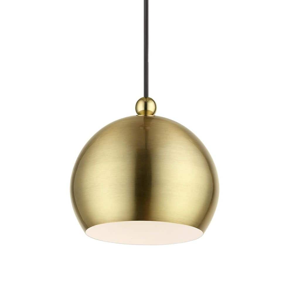 Stockton Mini Globe Pendant in Antique Brass with Polished Accents