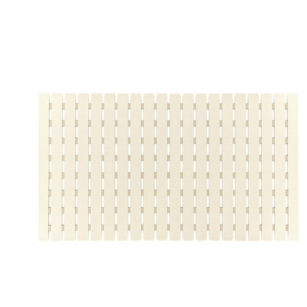 27.5 in. x 15.7 in. Non Slip PP Bath Mat in Beige with Suction Cups and Drain Holes, Easy Dry, Easy to Cut, Eco-Friendly