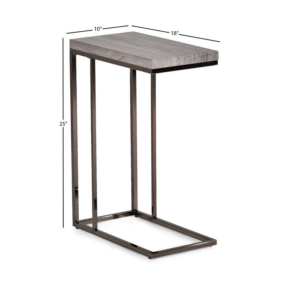 Modern Lucia 10''x18'' Rectangular Chair Side Table in Black/Gray