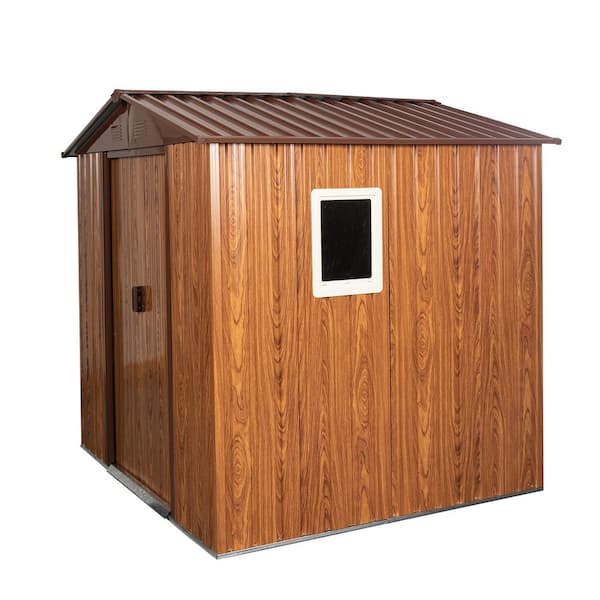 6.36 ft. W x 5.71 ft. D Outdoor Storage Metal Shed Galvanized Steel Garden Shed with Double Door, Window (32.13 sq. ft.)