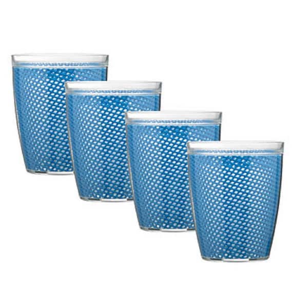 Kraftware Fishnet 14 oz. Process Blue Insulated Drinkware (Set of 4)