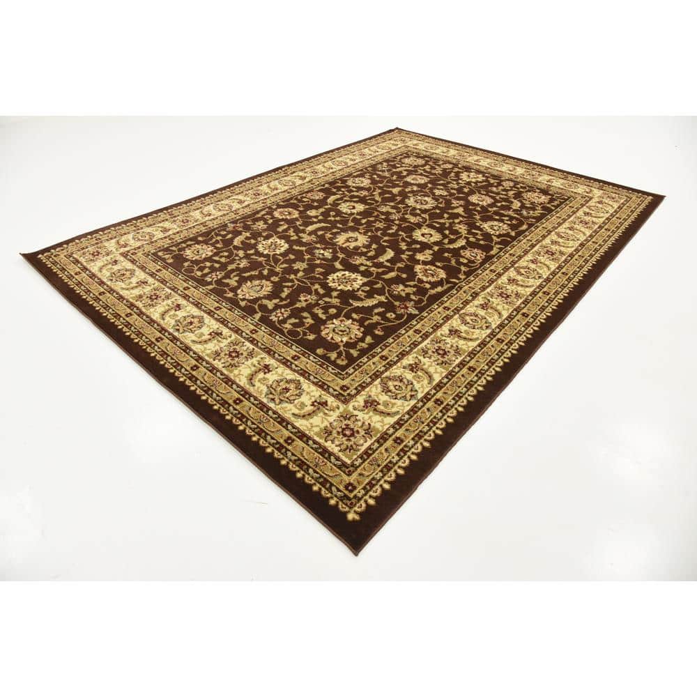Brown Rectangular Stain-Resistant Synthetic Indoor Rug 7'10 x 10'