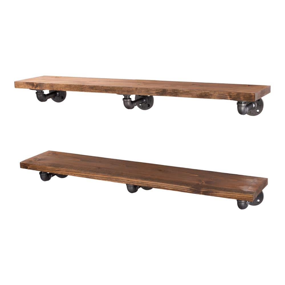 即納】wood iron shelf 1150*1200*225〈ブラウン〉 アイアン 棚