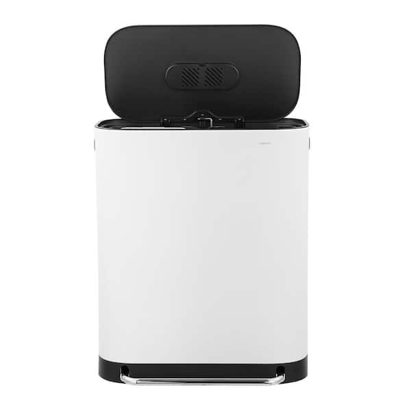 happimess Beni Kitchen Trash/Recycling 16-Gallon Double-Bucket Step-Open  Trash Can, Almond