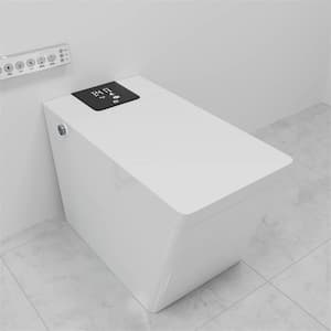 1-Piece 0.8/1.2 GPF Dual Flush Square Smart Toilet Bidet Toilet in White with Heated Seat, Remote Control