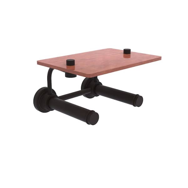 Allied Brass Waverly Place 2-Roll Toilet Paper Holder with Wood Shelf in Oil Rubbed Bronze