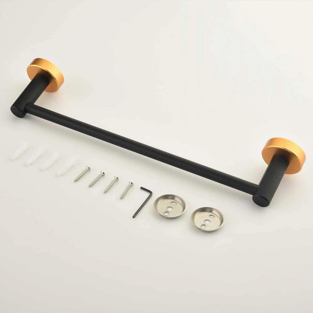 6-Piece Bathroom Towel Rack Set Wall Mount Black