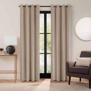 Luxury Cotton Velvet Taupe Solid Cotton 84 in. L x 50 in. W 100% Blackout Single Panel Grommet Curtain