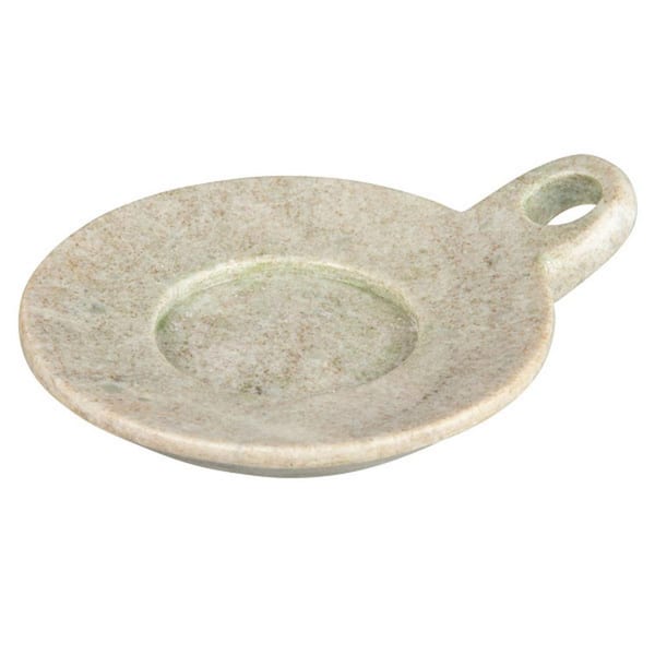 Storied Home 7.5 in. Freestanding Dish in Beige with Handle