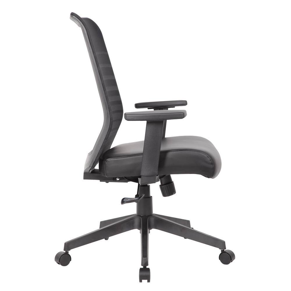 Black Ergonomic Mesh Back Vinyl Task Chair with Adjustable Arms