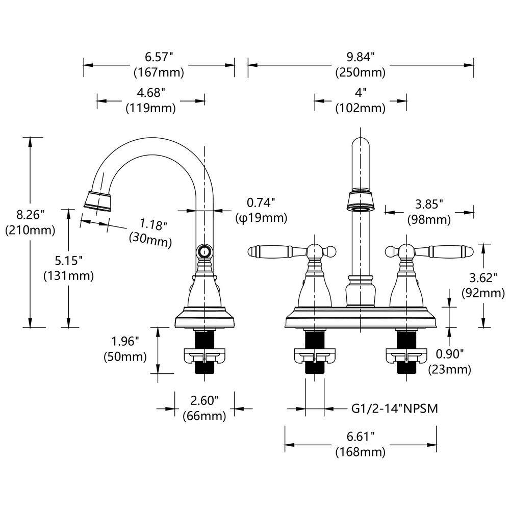 Oil Rubbed Bronze Double Handle Mid Arc Bathroom Faucet