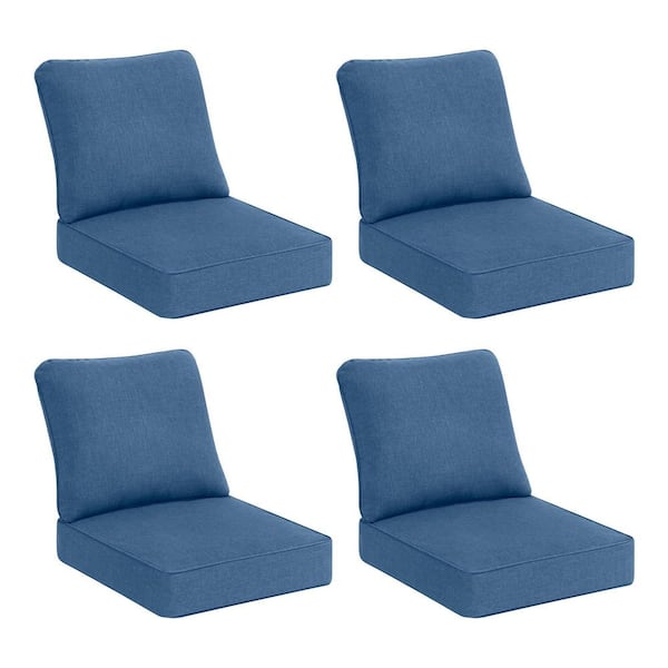 Hampton Bay 24 in. W x 24 in. D CushionGuard Deep Seat Universal Outdoor Cushion in Lake Twist (Set of 4)