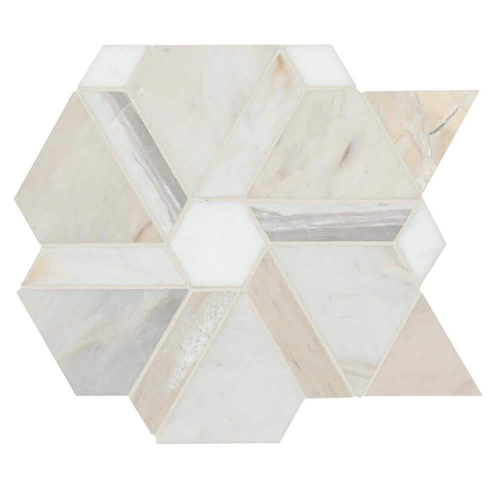 Take Home Tile Sample-Angora Floralis 4 in. x 4 in. Polished Marble Mosaic Tile price history on PriceWatchPro