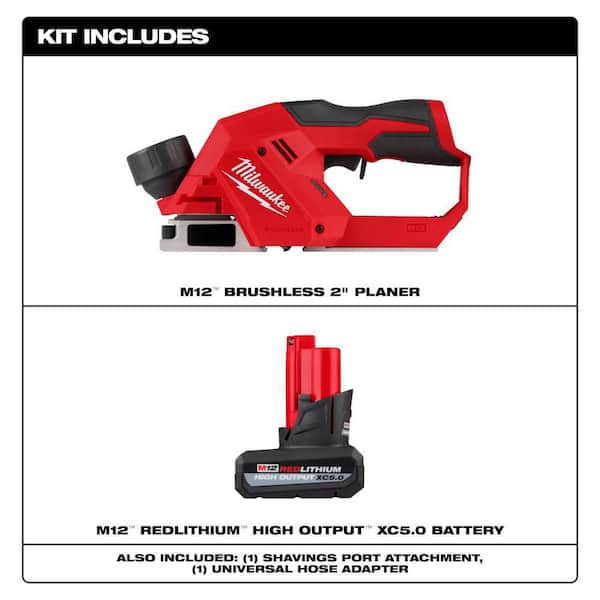 M12 12V Lithium-Ion Brushless Cordless 2 in. Planer with M12 5.0 Ah Battery