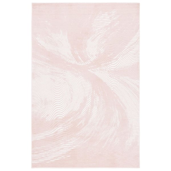 Revive 8 ft. x 10 ft. Pink/Ivory Solid Abstract Swirl Area Rug