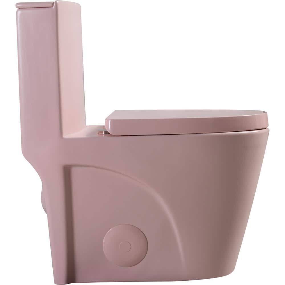 12 inch 1-Piece 1.1/1.60 GPF Dual Flush Elongated Round Toilet in Rose Wate
