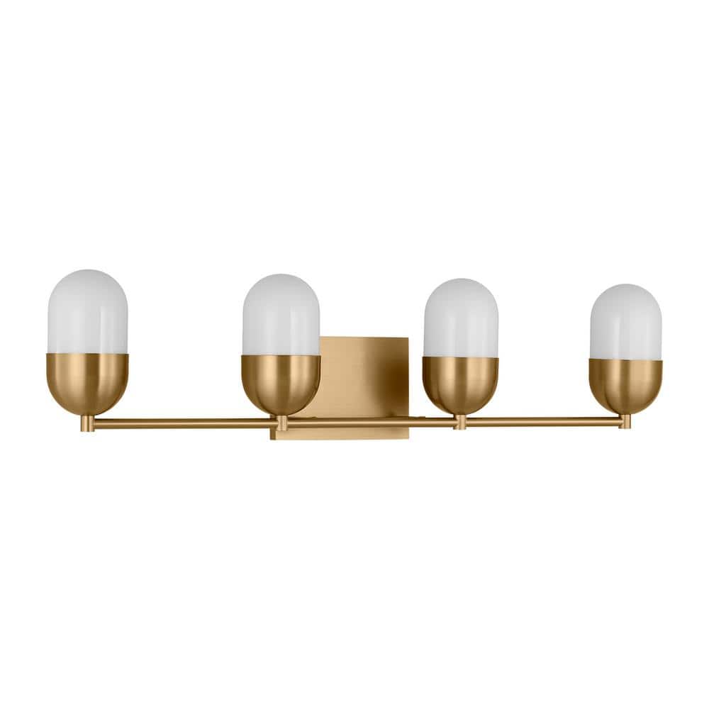 Foster 30.75" Satin Brass Vanity Light with Milk Glass Shades