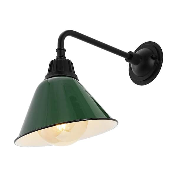 Croydon 9.63 in. Green 1-Light Farmhouse Industrial Indoor/Outdoor Iron LED Gooseneck Arm Outdoor Sconce