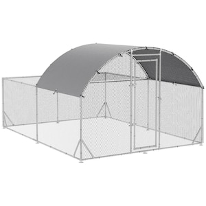 9.2 ft. x 12.5' x 6.4' Large Metal Walk in Dome Shaped Chicken Coop with Waterproof and Anti-UV Cover, Poultry Supplies