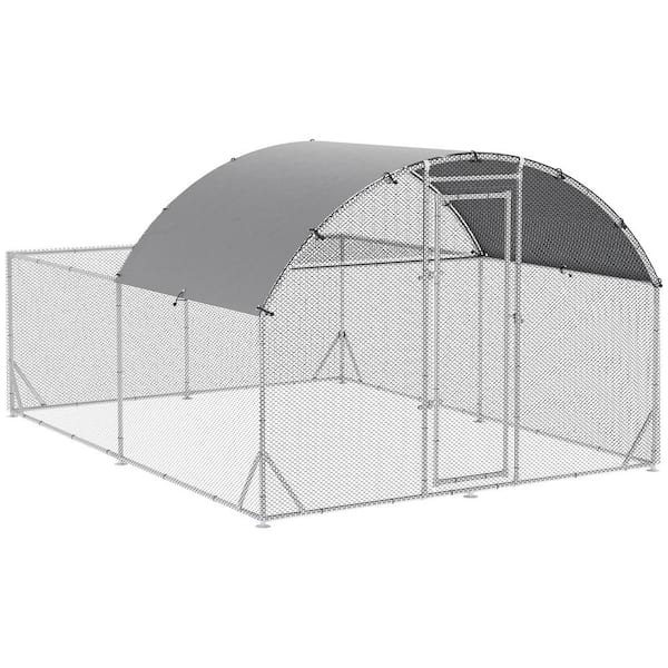 maocao hoom 9.2 ft. x 12.5' x 6.4' Large Metal Walk in Dome Shaped Chicken Coop with Waterproof and Anti-UV Cover, Poultry Supplies