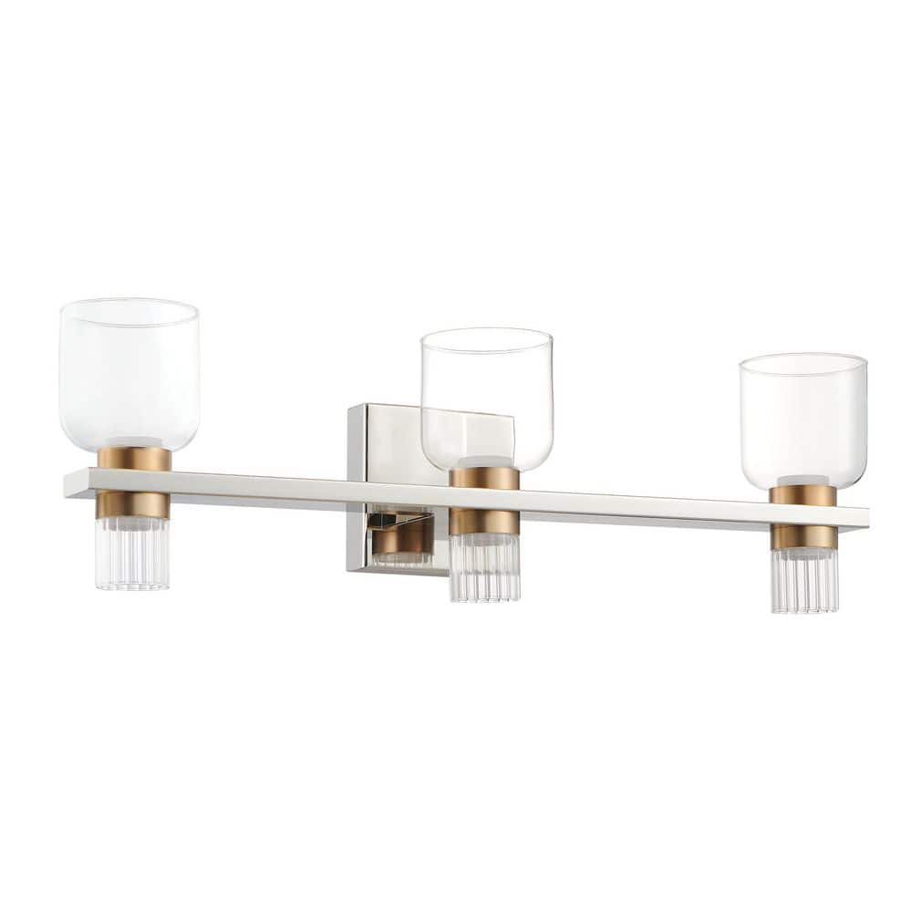 Amelia 24-inch 6-light Polished Nickel and Champagne Gold 5CCT LED Vanity Light with Clear and Clear Ribbed Glass price history on PriceWatchPro